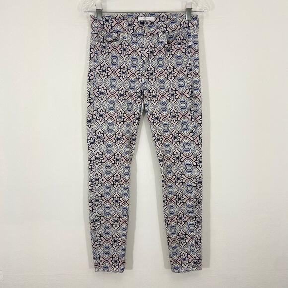 7 For All Mankind Pastel Stained Glass Print Ankle Skinny Jean - Picture 1 of 7